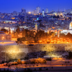 Jerusalem at dusk, view from the Olive Mountain
